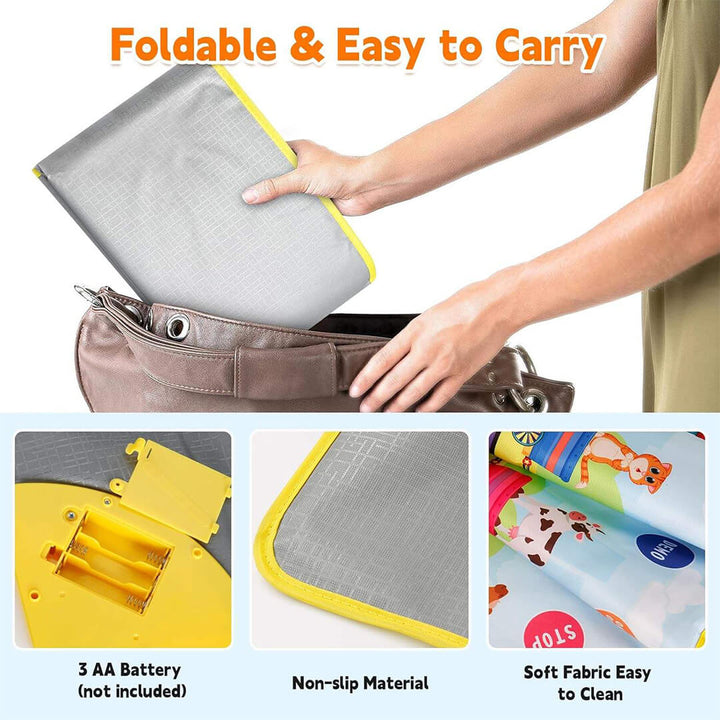 Foldable and portable floor piano mat with music and animal sounds