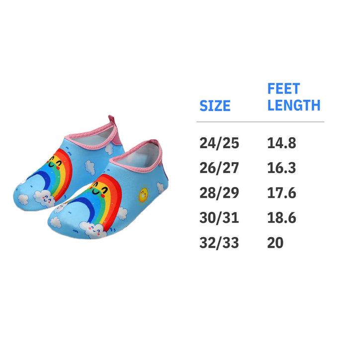Kids Quick Dry Anti-Slip Beach & Pool Shoes - Blue Rainbow 32-33 (20cm)