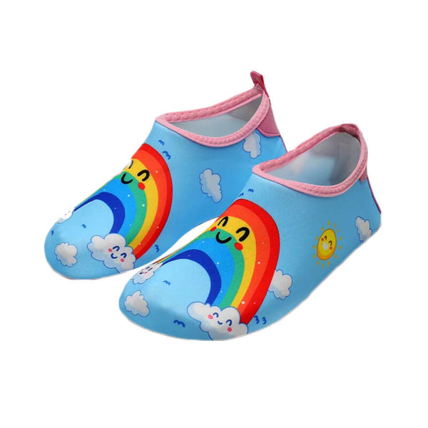 Kids Quick Dry Anti-Slip Beach & Pool Shoes - Blue Rainbow