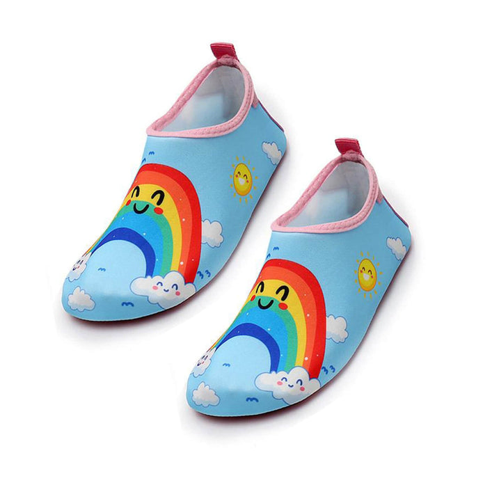 Kids Quick Dry Anti-Slip Beach & Pool Shoes - Blue Rainbow