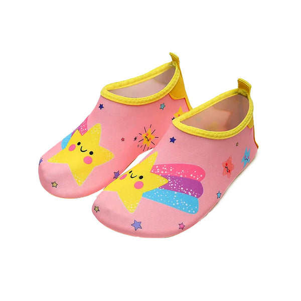 Kids Quick Dry Anti-Slip Beach & Pool Shoes - Pink Rainbow