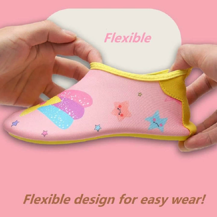 Kids Quick Dry Anti-Slip Beach & Pool Shoes - Pink Rainbow