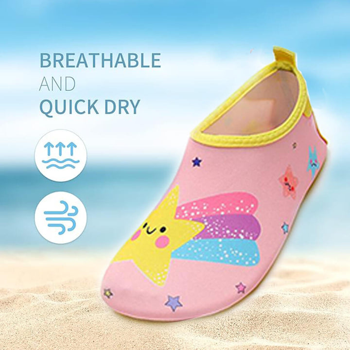 Kids Quick Dry Anti-Slip Beach & Pool Shoes - Pink Rainbow