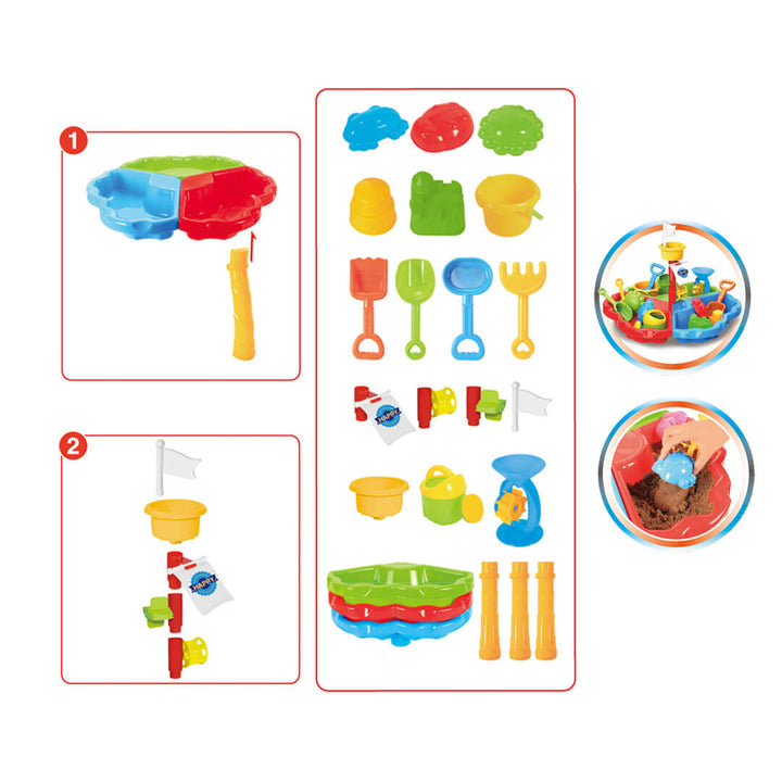 Sensory Play Table for Kids with Water & Sand Tools, detailed shot