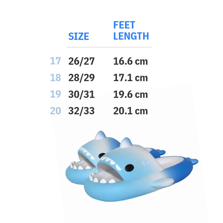 Kids Shark Slippers – Anti Slip - Blue & white