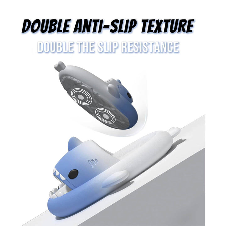 Kids Shark Slippers – Anti Slip - Blue & white