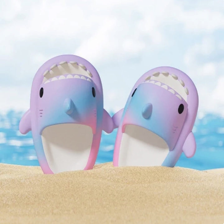 Kids' Shark Slippers – Anti Slip - Light pink & Purple