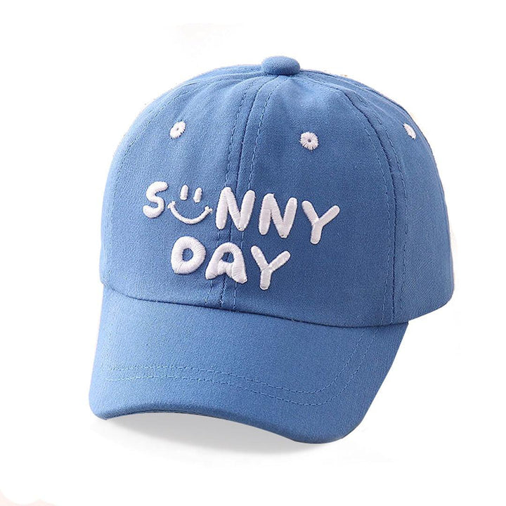 Sunny Day Embroidered Cotton Caps for Kids (2–5 Yrs) Blue 48-52cm