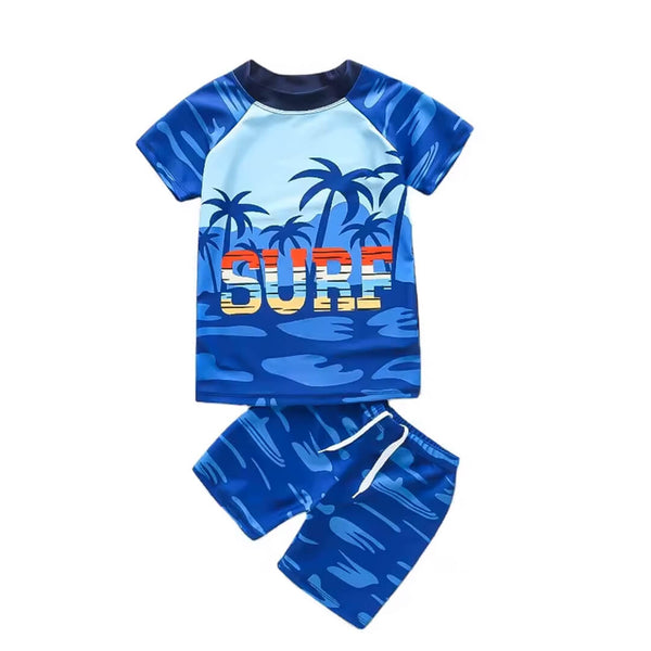Kids Surf Palm Trees Swim Shorts Set - 3-6 Years