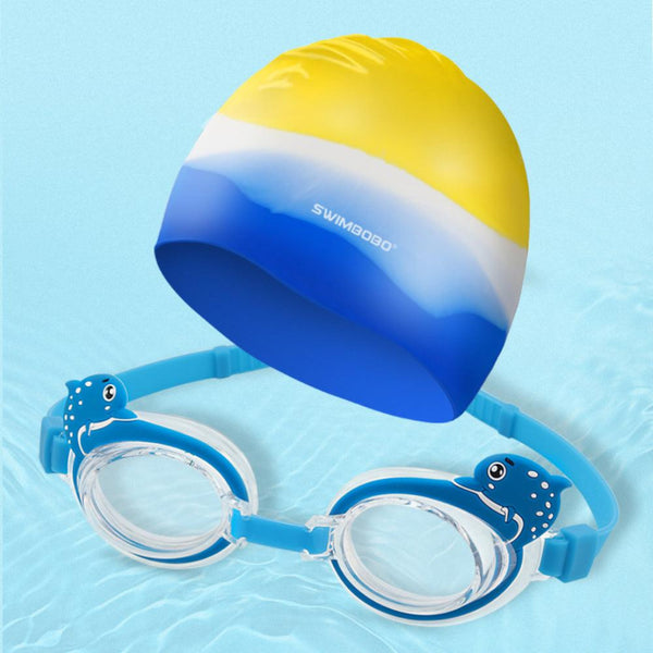 Kids SwimBoBo goggle and Cap Set - 3+ Years Blue