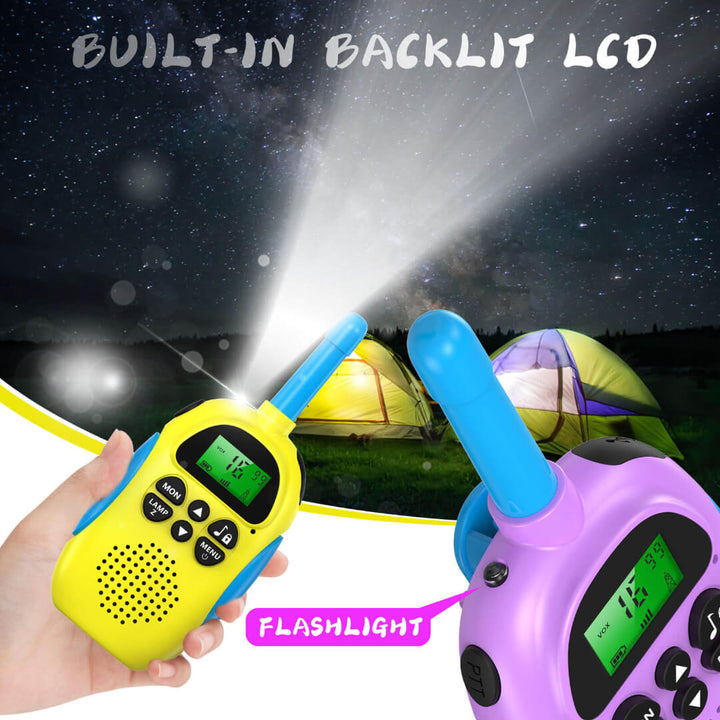 Long-range walkie-talkie set for children with 3km range and flashlight
