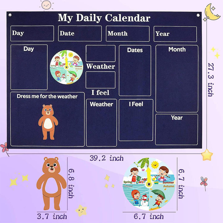 Felt daily calendar for kids for daily use family activity