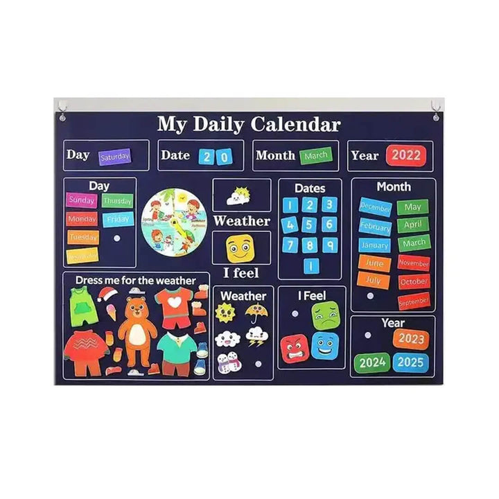 Felt daily calendar for kids with learning weather, and months of the year