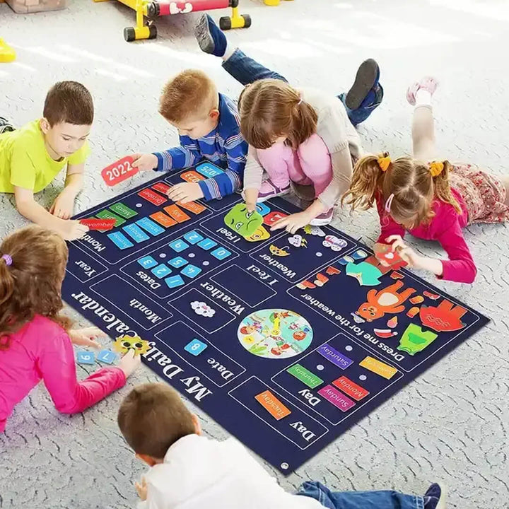 Felt daily calendar for kids, interactive activity board game for kids to be engaged