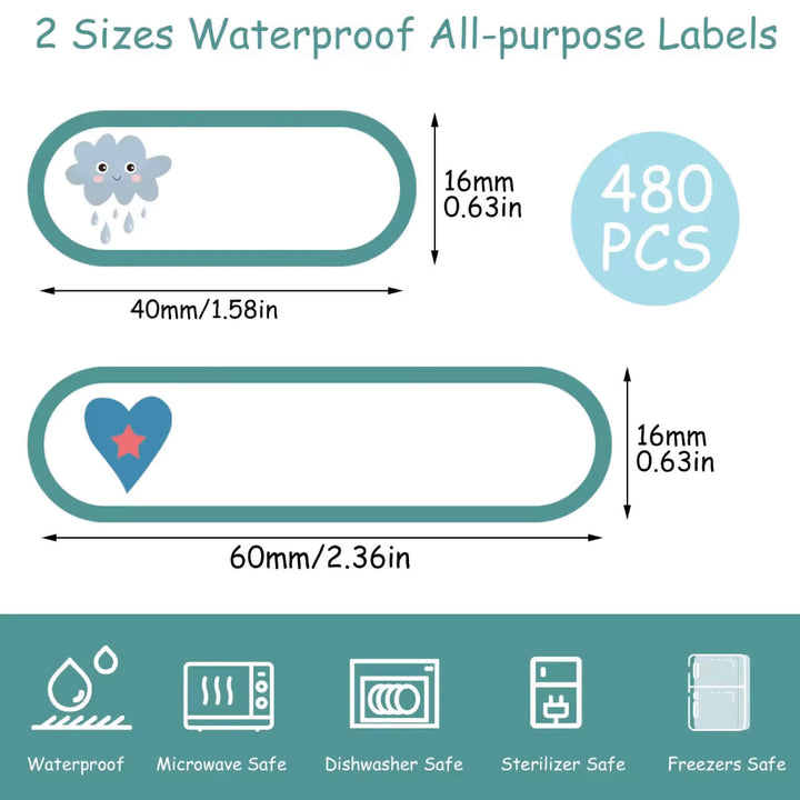 Kids Waterproof Name Tag Labels and ABC Sticker