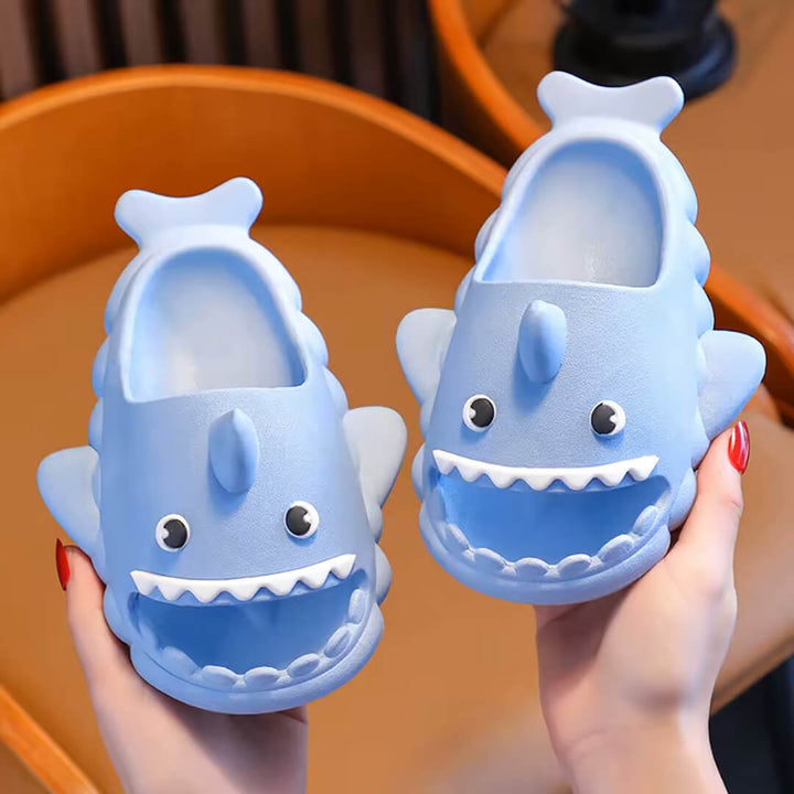 Kids Wavy Shark Anti-Slip Slippers - Pink & Blue (Size 24-27)