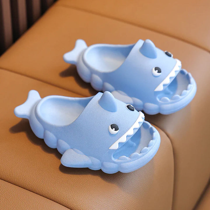 Kids Wavy Shark Anti-Slip Slippers - Pink & Blue (Size 24-27)