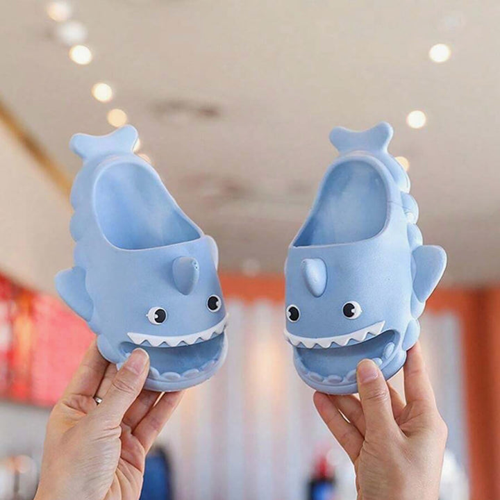 Kids Wavy Shark Anti-Slip Slippers - Pink & Blue (Size 24-27)