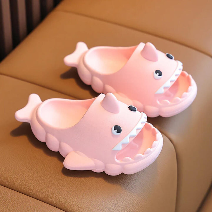Kids Wavy Shark Anti-Slip Slippers - Pink & Blue (Size 24-27)