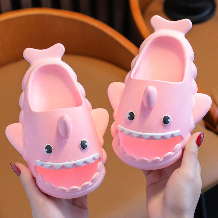 Kids Wavy Shark Anti-Slip Slippers - Pink & Blue (Size 24-27)
