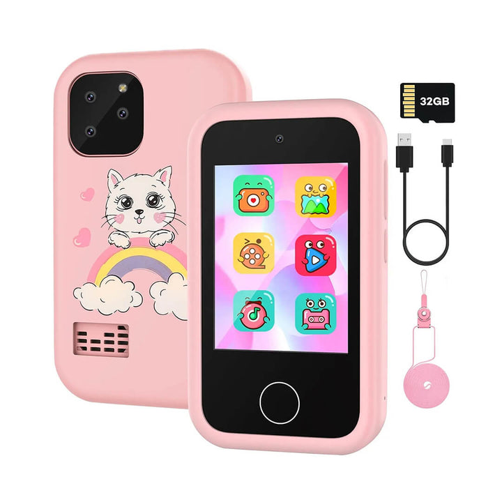 Multi-function Touchscreen Kids Smart Phone + 32GB Memory Pink Cat