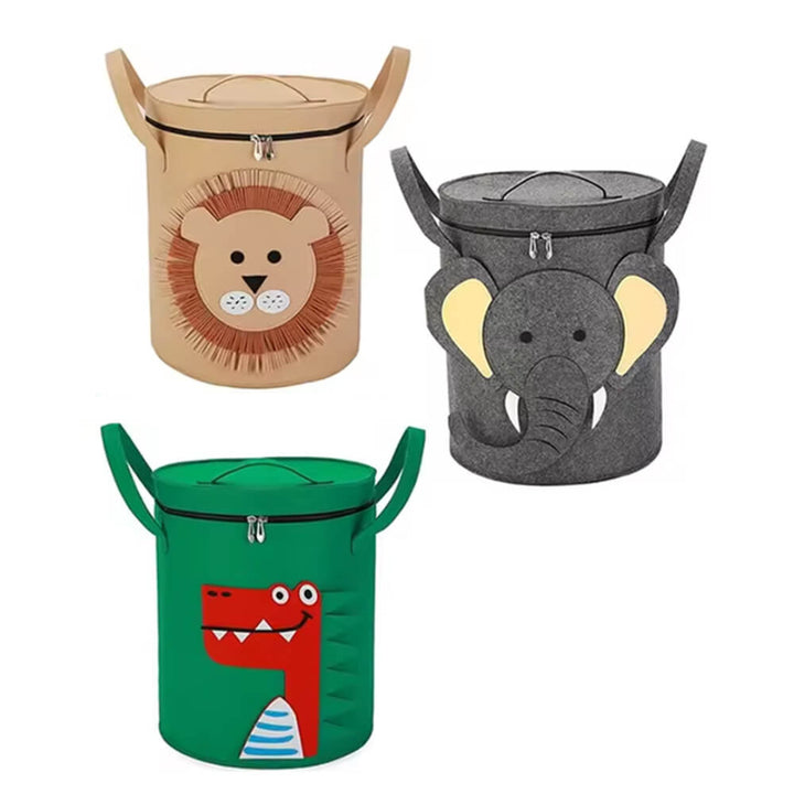 Felt Toy Storage Hamper with Zipper Closure