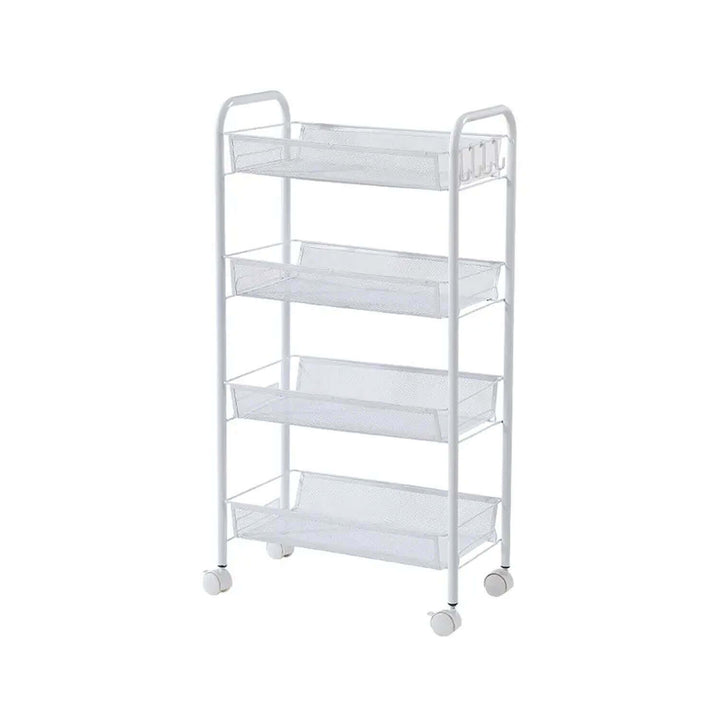 4 Layers Steel Movable Kitchen Cart - Black & White White