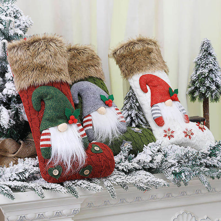 Decorative christmas stockings with gnomes designs