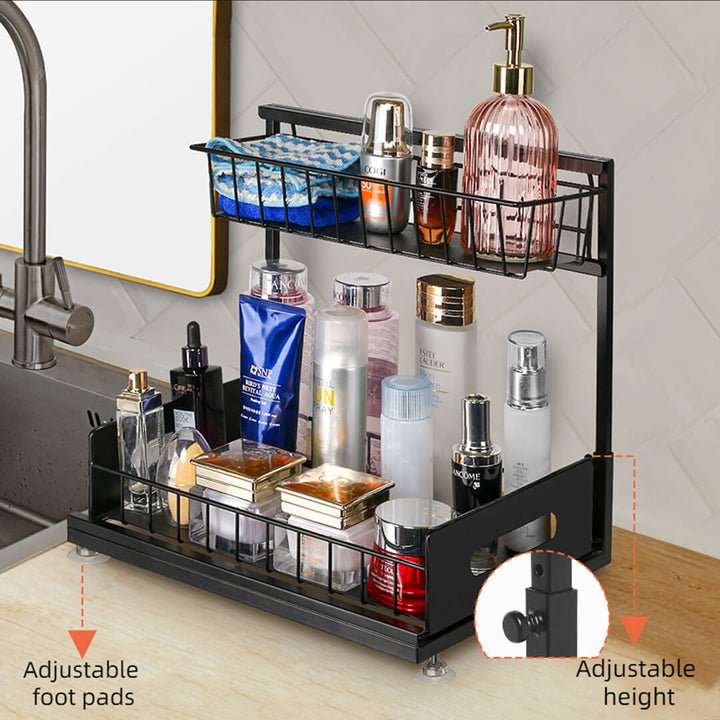 Counter-top rack for toiletry and cosmetic with sliding drawer