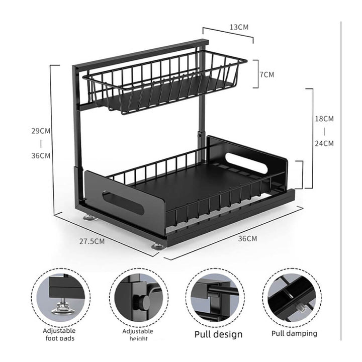 Dimensions of the under-cabinet rack  organizer
