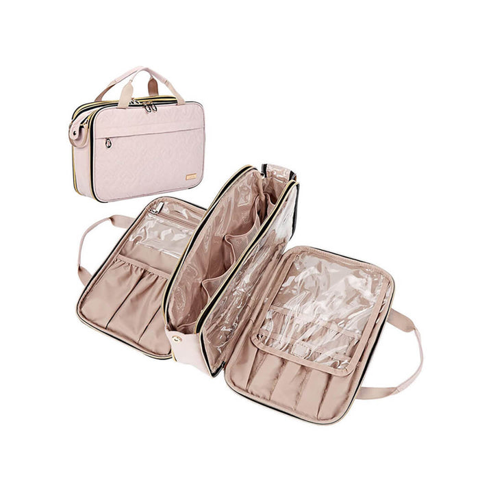 Large Deluxe Travel Cosmetic & Toiletry Organizer Bag Pink