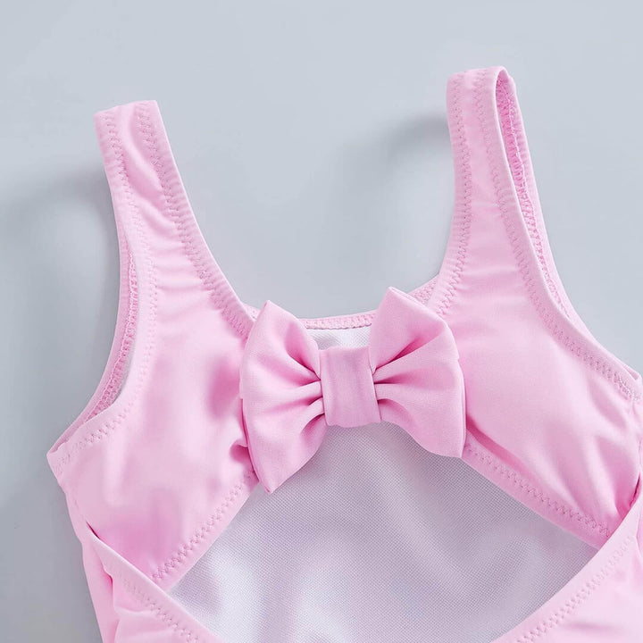 Girls Light Pink Flamingo One-Piece Swimsuit (3–4 Years)