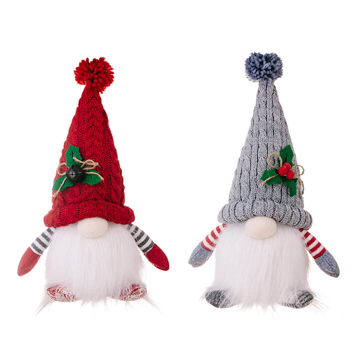Handmade glowing Christmas gnome  with tall knitted hat