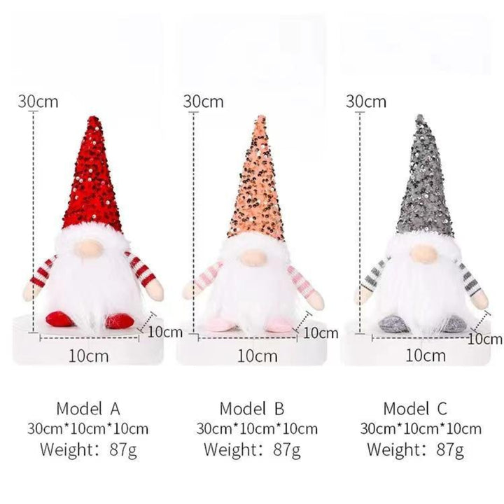 Christmas gnome made with glitter fabric, dimensions