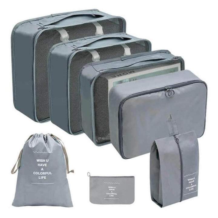 7 pieces Compression Luggage Organizers Travel Bag - 4 colors Grey