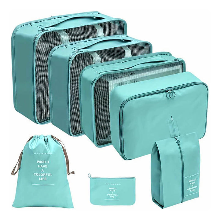 7 pieces Compression Luggage Organizers Travel Bag - 4 colors Teal