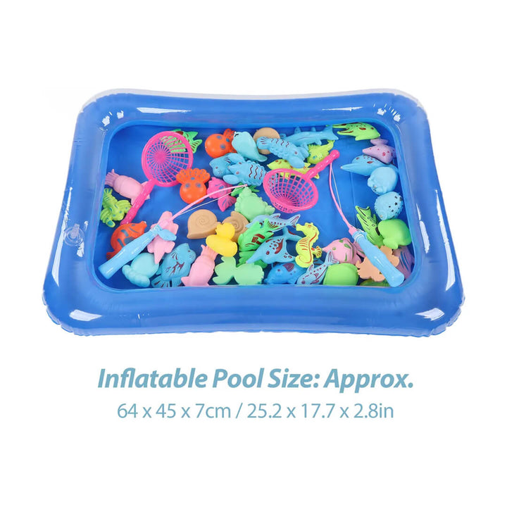 Magnetic fishing game on inflatable tray, dimensions