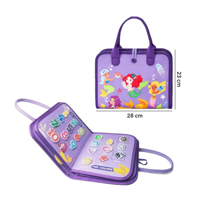 28 x 23 cm mermaid busy board, compact and travel-friendly Montessori toy