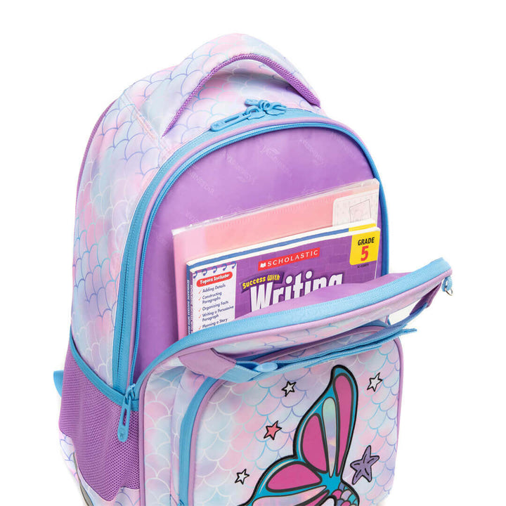 3-in-1 Pink Mermaid Pattern Backpack Set