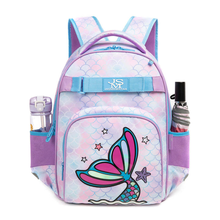 3-in-1 Pink Mermaid Pattern Backpack Set
