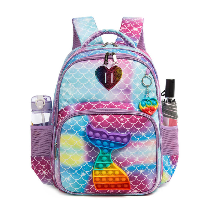 Mermaid Colorful Pop-It Backpack - 3 pieces Set