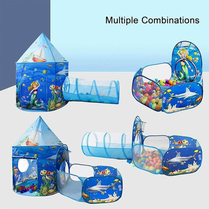 Portable Foldable 3 in 1 Kids Tent - Mermaid Theme