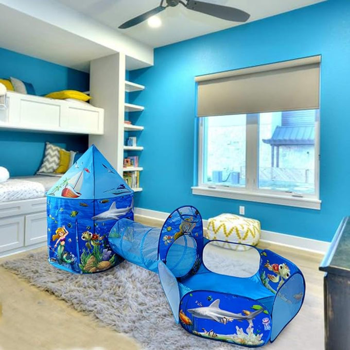 Portable Foldable 3 in 1 Kids Tent - Mermaid Theme