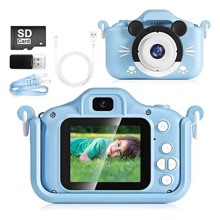 Mickey & Minnie Anti-Drop Dual-Lens Camera + 32GB Card Blue