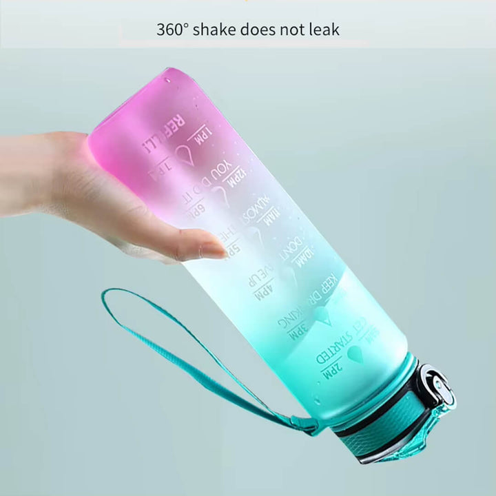 Leakproof  straw water bottle in dark pink and teal, 1000 ml