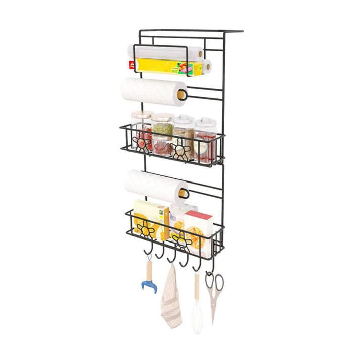 Fridge side shelves with hooks and towel holder​, black