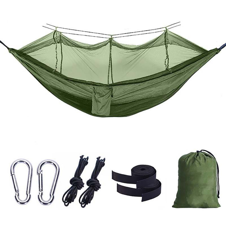 Nylon Parachute Camping Hammock with Mosquito Net Green