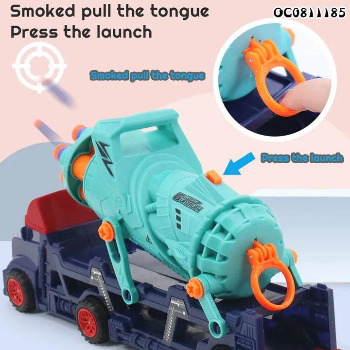 2-in-1 Transport Carrier Truck with Soft Bullet Shooter and Mini Cars