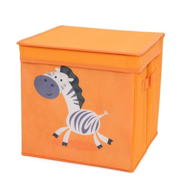 Cute Zoo Collapsible Fabric Toy Storage Organizer (25 x 25 cm) Orange Zebra 25 x 25 cm