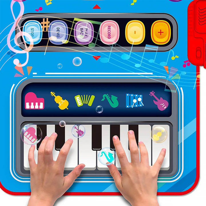 Piano keyboard side of 2-in-1 music mat for kids